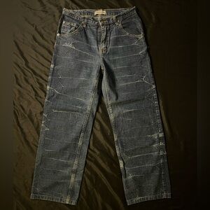 Portside dark blue graphic carpenter/ cargo jeans